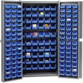 GoVets™ Deep Door Bin Cabinet 156 Blue Bins Assembled 38