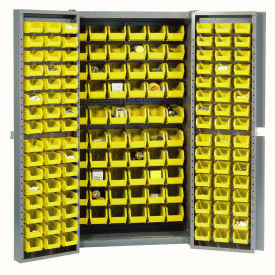 GoVets™ Deep Door Bin Cabinet 156 Yellow Bins Assembled 38