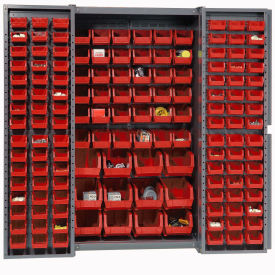 GoVets™ Deep Door Bin Cabinet 144 Red Bins Assembled 38