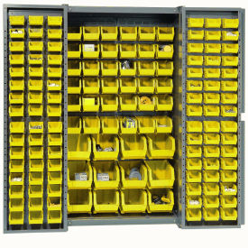 GoVets™ Deep Door Bin Cabinet 144 Yellow Bins Assembled 38