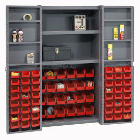 GoVets™ Deep Door Bin Cabinet 72 Red Bins Assembled 38