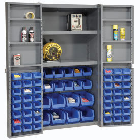 GoVets™ Deep Door Bin Cabinet 68 Blue Bins Assembled 38
