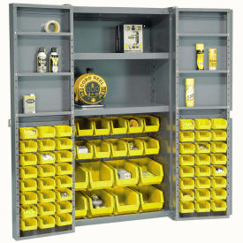 GoVets™ Deep Door Bin Cabinet 68 Yellow Bins Assembled 38