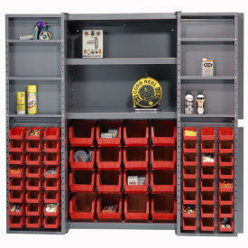 GoVets™ Deep Door Bin Cabinet 64 Red Bins Assembled 38