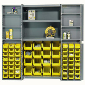 GoVets™ Deep Door Bin Cabinet 64 Yellow Bins Assembled 38