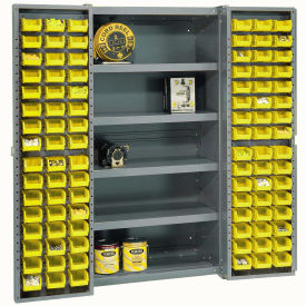 GoVets™ Deep Door Bin Cabinet 96 Yellow Bins Assembled 38