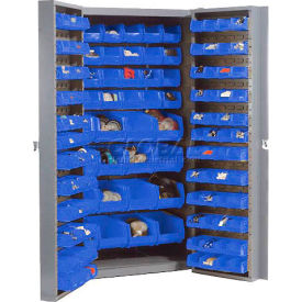 GoVets™ Deep Door Bin Cabinet 156 Blue Bins Unassembled 38