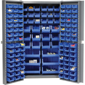 GoVets™ Deep Door Bin Cabinet 132 Blue Bins Assembled Cabinet 38