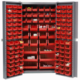 GoVets™ Deep Door Bin Cabinet 132 Red Bins Assembled 38