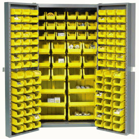 GoVets™ Deep Door Bin Cabinet 132 Yellow Bins Assembled 38