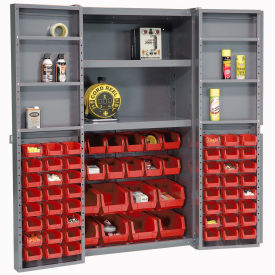 GoVets™ Deep Door Bin Cabinet 72 Red Bins Unassembled 38