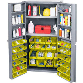 GoVets™ Deep Door Bin Cabinet 68 Yellow Bins Unassembled 38