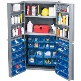 GoVets™ Deep Door Bin Cabinet 64 Blue Bins Unassembled 38