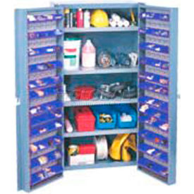 GoVets™ Deep Door Bin Cabinet 96 Blue Bins Unassembled 38