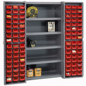 GoVets™ Deep Door Bin Cabinet 96 Red Bins Unassembled 38