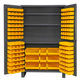 Durham Mfg.® Storage Bin Cabinet 137 Yellow Hook-On Bins 3 Adj. Shelves 48