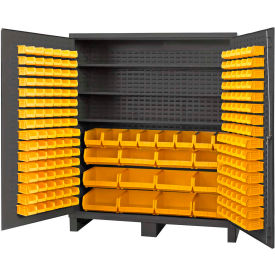 Durham Mfg.® Jumbo Bin Cabinet 212 Yellow Hook-On-Bins 3 Shelves 72