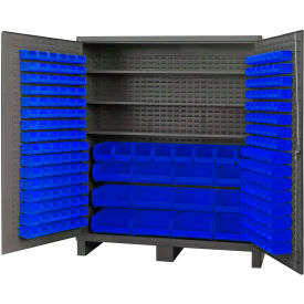 Durham Mfg.® Jumbo Bin Cabinet 212 Blue Hook-On-Bins 3 Shelves 72