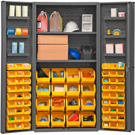 Durham Mfg.® Storage Bin Cabinet 64 Yellow Hook-on Bins & Shelves 36