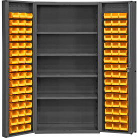Durham Mfg.® Storage Bin Cabinet 96 Yellow Hook-on Bins 4 Shelves 36