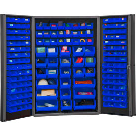 Durham Mfg.® HD Bin Storage Cabinet 176 Blue Bins All-Welded 48-1/8