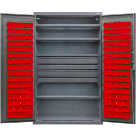 GoVets Configurable Drawer Cabinet48Wx24Dx78HGray4 Shelf4 Drawers120 Red Bins 657SRD708