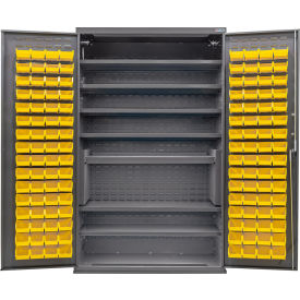 GoVets Configurable Bin & Shelf Cabinet 48Wx24Dx78H Gray 7 Shelf 120 Yellow Bins 691SYL708