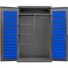 GoVets Combination Configurable Charging Cabinet48x24x78Gray4 Shelf120 Blue Bins 756SBL708