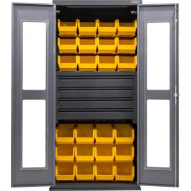GoVets Clear-View Configurable Drawer Cabinet36Wx24Dx78HGray4 Drawers24 Yellow Bins 757SYL708