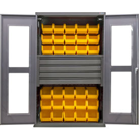 GoVets Clear-View Configurable Drawer Cabinet48Wx24Dx78HGray4 Drawers36 Yellow Bins 763SYL708
