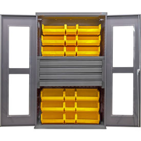 GoVets Clear-View Configurable Drawer Cabinet48Wx24Dx78HGray4 Drawers24 Yellow Bins 764SYL708