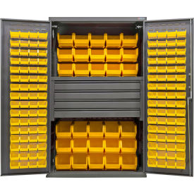 GoVets E-Lock Configurable Drawer Cabinet48Wx24Dx78HGray4 Drawers156 Yellow Bins 834SYL708