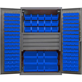 GoVets E-Lock Configurable Drawer Cabinet48Wx24Dx78HGray4 Drawers174 Blue Bins 836SBL708