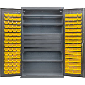 GoVets E-Lock Configurable Bin Cabinet48x24x78Gray4 Shelf4 Drawers120 Ylw Bins 838SYL708