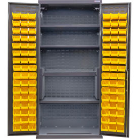 GoVets E-Lock Configurable Bin & Shelf Cabinet36x24x78Gray4 Shelf96 Yellow Bins 851SYL708