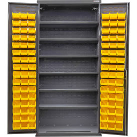 GoVets E-Lock Configurable Bin & Shelf Cabinet36x24x78Gray6 Shelf96 Yellow Bins 855SYL708