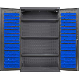 GoVets E-Lock Configurable Bin & Shelf Cabinet48Wx24Dx78HGray3 Shelf120 Blu Bins 862SBL708