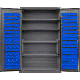 GoVets E-Lock Configurable Bin & Shelf Cabinet48Wx24Dx78HGray4 Shelf120 Blu Bins 866SBL708
