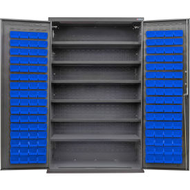 GoVets E-Lock Configurable Bin & Shelf Cabinet48Wx24Dx78HGray6 Shelf120 Blu Bins 870SBL708