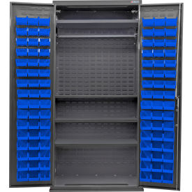 GoVets E-Lock Configurable Wardrobe Cabinet36Wx24Dx78HGray4 Shelf96 Blue Bins 913SBL708