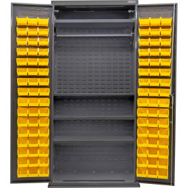 GoVets E-Lock Configurable Wardrobe Cabinet36Wx24Dx78HGray4 Shelf96 Yellow Bins 913SYL708