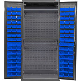 GoVets E-Lock Configurable Wardrobe Cabinet36Wx24Dx78HGray2 Shelf96 Blue Bins 915SBL708