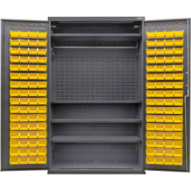 GoVets E-Lock Configurable Wardrobe Cabinet48Wx24Dx78HGray4 Shelf120 Yellow Bins 918SYL708