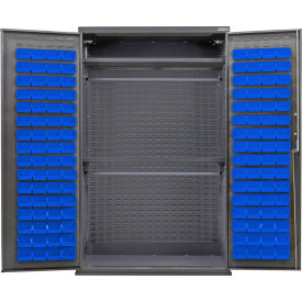 GoVets E-Lock Configurable Wardrobe Cabinet48Wx24Dx78HGray2 Shelf120 Blue Bins 920SBL708