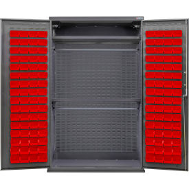 GoVets E-Lock Configurable Wardrobe Cabinet48Wx24Dx78HGray2 Shelf120 Red Bins 920SRD708