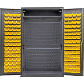 GoVets E-Lock Configurable Wardrobe Cabinet48Wx24Dx78HGray2 Shelf120 Yellow Bins 920SYL708