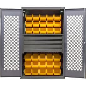 GoVets Configurable Ventilated Drawer Cabinet48Wx24Dx78HGray4 Drawers36 Yellow Bins 948SYL708