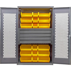 GoVets Configurable Ventilated Drawer Cabinet48Wx24Dx78HGray4 Drawers24 Yellow Bins 949SYL708