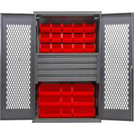 GoVets Configurable Ventilated Drawer Cabinet48Wx24Dx78HGray4 Drawers102 Red Bins 950SRD708