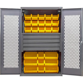 GoVets Configurable Ventilated Drawer Cabinet48Wx24Dx78HGray4 Drawers102 Yellow Bins 950SYL708